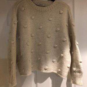 Zara Cream Dot Knit Sweater